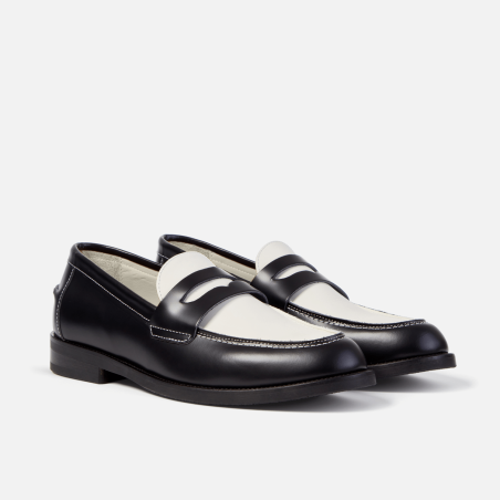 All-New Wilde Black + White Penny Loafer - Men's Immediate Availability