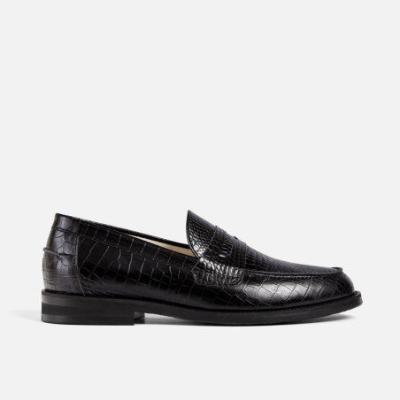 All-New Wilde Black Croc Penny Loafer - Men's New Stock