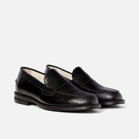 All-New Wilde Black Croc Penny Loafer - Men's New Stock