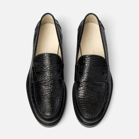 All-New Wilde Black Croc Penny Loafer - Men's New Stock