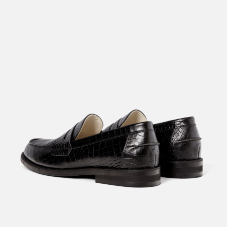 All-New Wilde Black Croc Penny Loafer - Men's New Stock