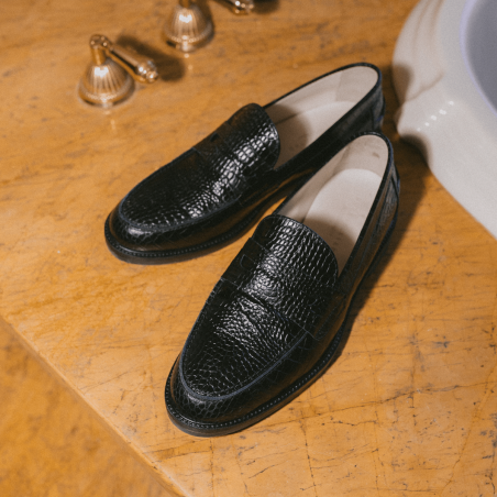 All-New Wilde Black Croc Penny Loafer - Men's New Stock