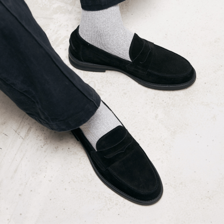 All-New Wilde Black Suede Penny Loafer - Men's Fresh Release