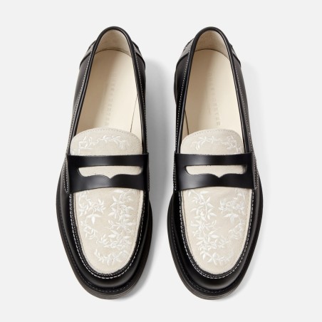 All-New Wilde Black + White Vine Penny Loafer - Men's Immediate Availability