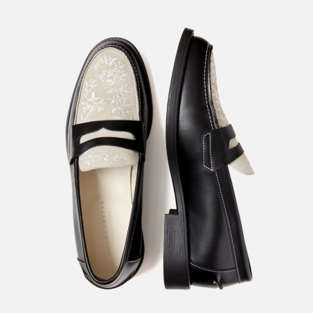 All-New Wilde Black + White Vine Penny Loafer - Men's Immediate Availability