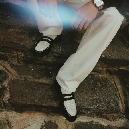 All-New Wilde Black + White Vine Penny Loafer - Men's Immediate Availability