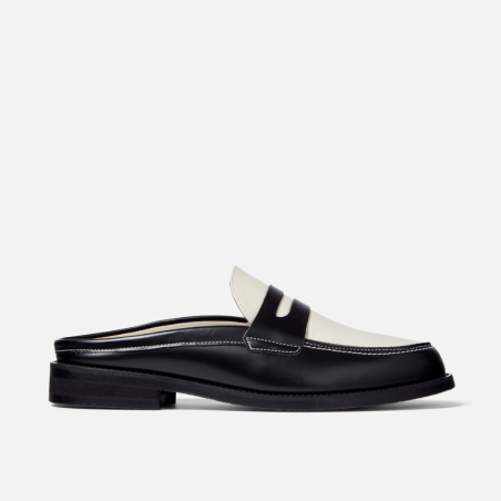 All-New Wilde Black + White Mule Loafer - Men's