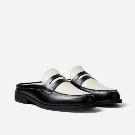 All-New Wilde Black + White Mule Loafer - Men's