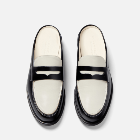 All-New Wilde Black + White Mule Loafer - Men's