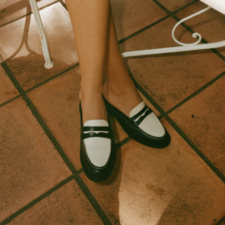 All-New Wilde Black + White Mule Loafer - Women's In Stock