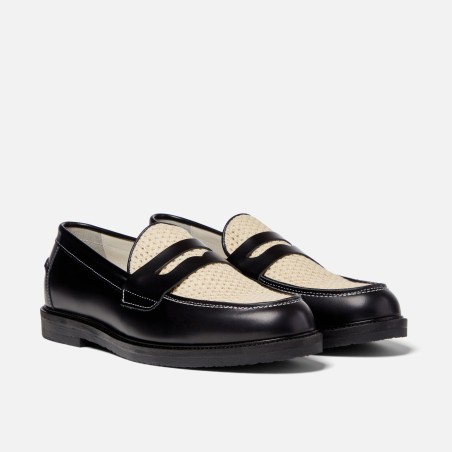 All-New Wilde Black + White Rattan Penny Loafer - Men's New Release