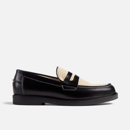 All-New Wilde Black + White Rattan Penny Loafer - Men's New Release