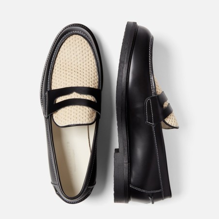 All-New Wilde Black + White Rattan Penny Loafer - Men's New Release