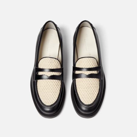 All-New Wilde Black + White Rattan Penny Loafer - Women's Ready for Shipment