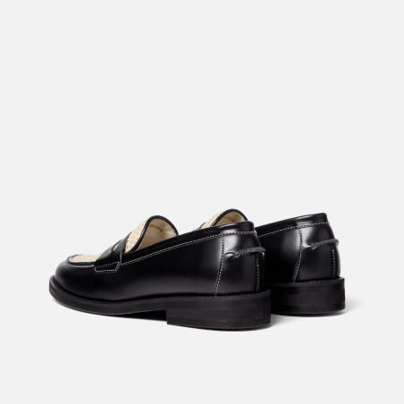 All-New Wilde Black + White Rattan Penny Loafer - Women's Ready for Shipment