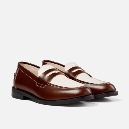 All-New Wilde Chestnut + White Penny Loafer - Men's New Collection