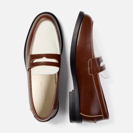 All-New Wilde Chestnut + White Penny Loafer - Men's New Collection