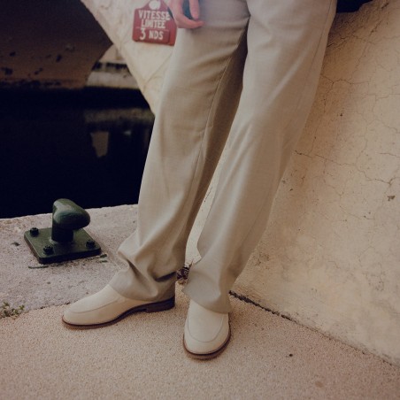 All-New Wilde Off-White Suede Slip Loafer - Men's Available for Immediate Shipping