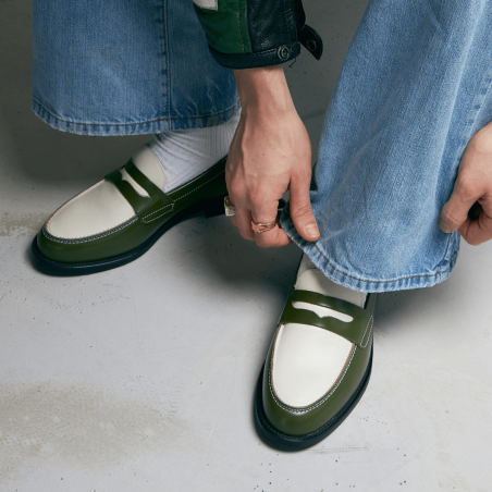 All-New Wilde Olive + White Penny Loafer - Men's New Release